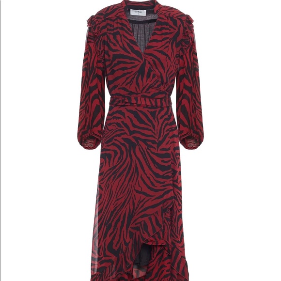 Ba&sh Selena crimson zebra print dress. - Picture 8 of 16